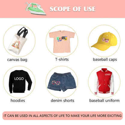 Custom Chest Badges Custom Brand Logo Thermal Stickers on Clothes Heat-Sensitive Patches Heat Vinyl Ironing Stickers Decor