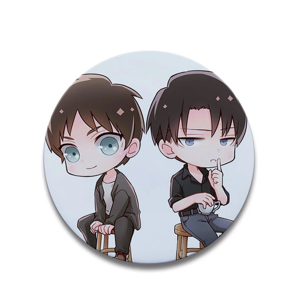 58mm Anime Attack on Titan Eren Jaeger Mikasa Ackerman Erwin Smith Cosplay COSTUME Badge Pin SPTE Tinplate Brooch Prop Xmas Gilf