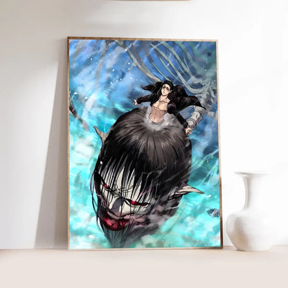 1PC Popular Japanese Anime Attack On Titan Poster Self-adhesive Art Waterproof Paper Sticker Coffee House Bar Room Wall Decor