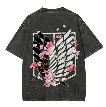 Attack on Titan Men and Women Summer Fashion Casual Clothing Retro Street Style Anime Printed Cotton T-shirt