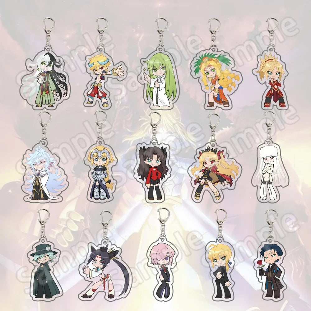 Anime Game Fate Grand Order FGO Saber Gilgamesh Mash Merlin Enkidu Ishtar Jeanne Ereshkigal Acrylic Keychain Keyring Pendant