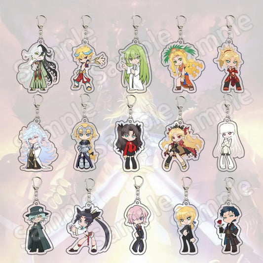 Anime Game Fate Grand Order FGO Saber Gilgamesh Mash Merlin Enkidu Ishtar Jeanne Ereshkigal Acrylic Keychain Keyring Pendant