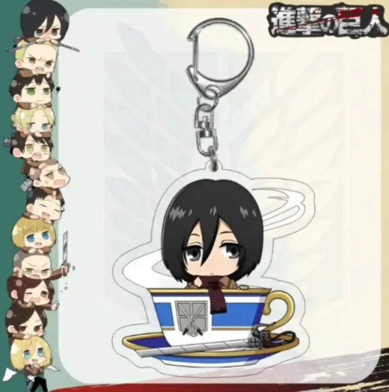 Acrylic Keychain for Attack On Titan Levi Annie Erwin Historia Hange Chibi Version Acrylic Key Buckle Anime Decoration Pendant