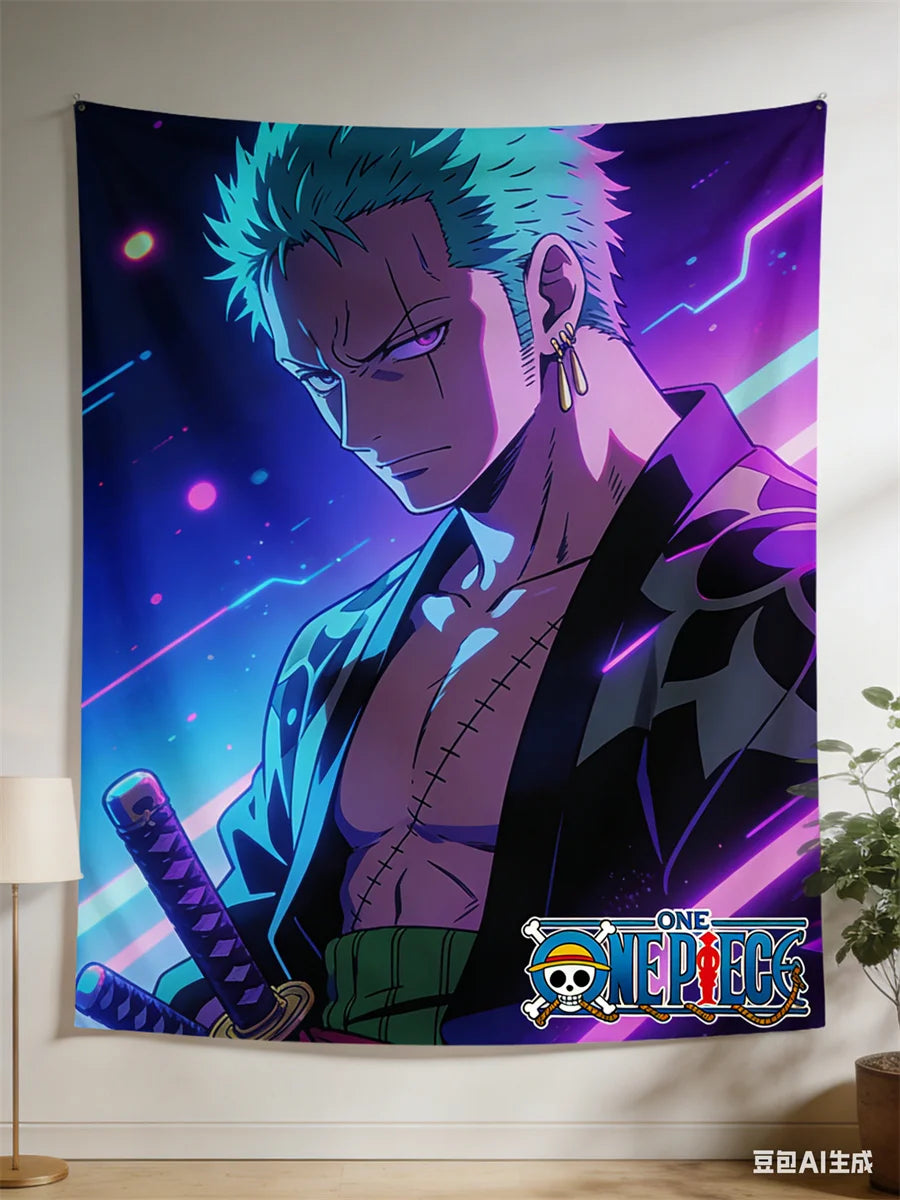 One Piece Luffy 3D Effect Wall Tapestry - Anime Pirate Flag Themed Hanging Cloth for Bedroom, Living Room & Dorm Decor