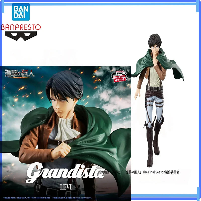 Genuine Banpresto Bandai In Stock Grandista Attack On Titan Eren Jaeger Levi Ackerman Figure Anime Model Boxed Toy Gifts