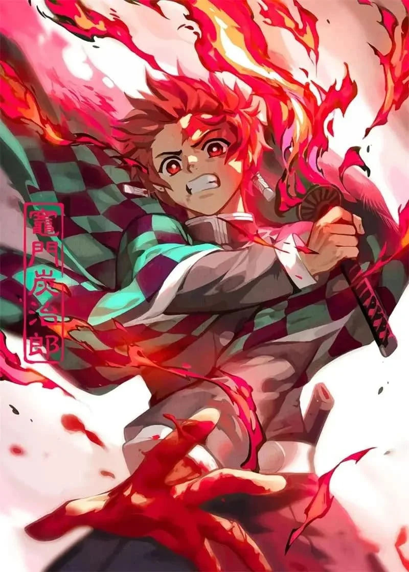 5D DIY Diamond Painting Japan Classic Hot Anime Demon Slayer Full Square Round Drill Mosaic Embroidery Home Decor Kids Gift