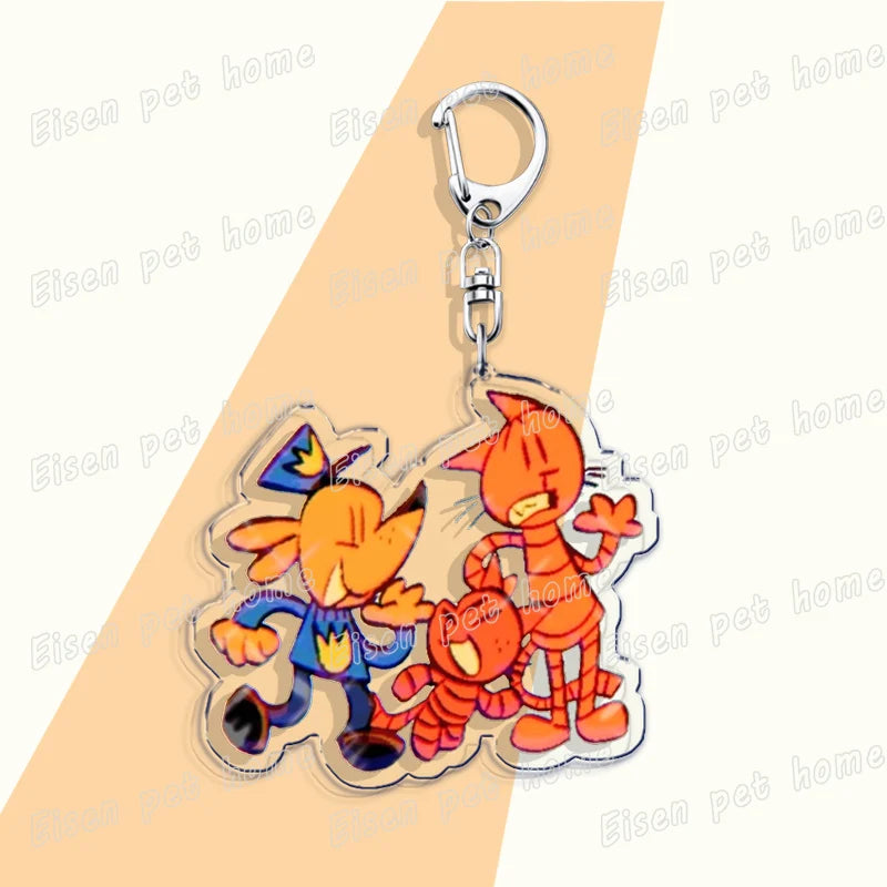 Dog Man Cat Keychain