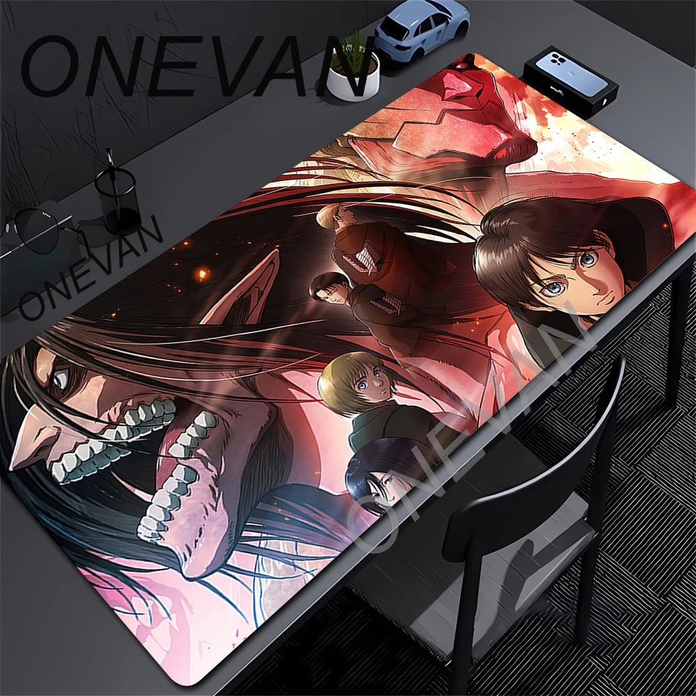 Attack on Titan Anime Large Lock Edge Mouse Pad Computer Mousepad XXL S Gaming Padmouse Gamer Laptop Keyboard Mouse Mats Carpet