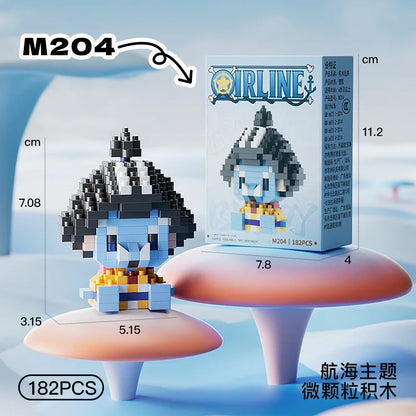 New ONE PIECE Sun God Nika Luffy Micro Action Block Chopper Ace Buggy 3D Anime Model Assembly Mini Bricks Figure Toys For Gift