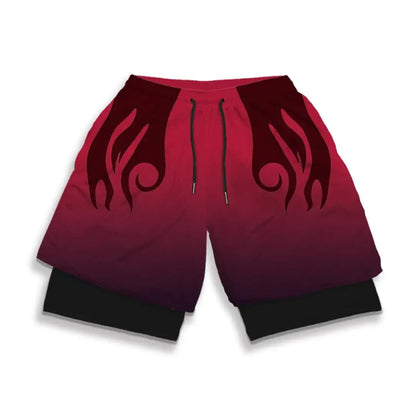 2026 Summer Bandai One Piece Character Symbols Anime Double Layer Fake Two Piece Gym Workout Shorts Quick-dry Comfy Lightweight
