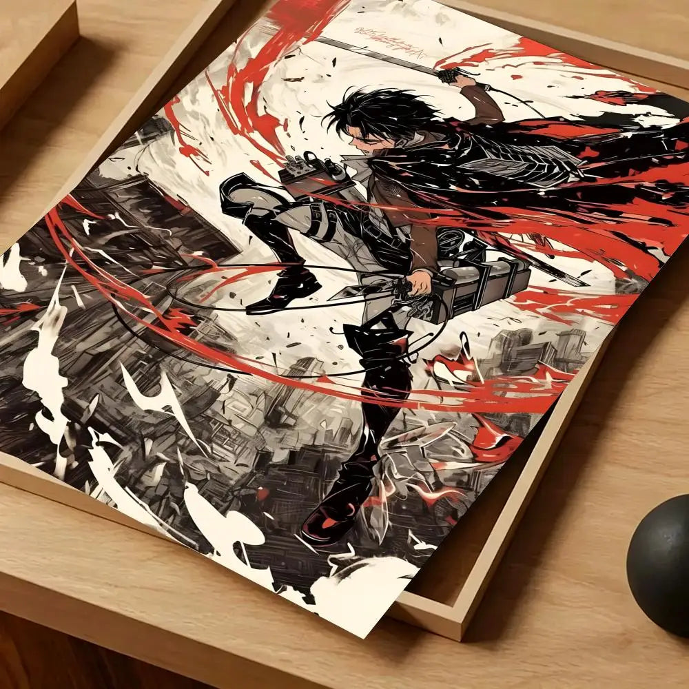 Anime Attack on Titan Poster Self-adhesive Art Waterproof Paper Sticker Coffee House Bar Room Wall Decor