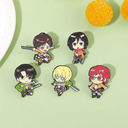 Creative Q Version Attack on Titan Metal Brooch Cute Anime Cartoon Badge Fashion Lapel Pin Accessories Fans Collection Gift