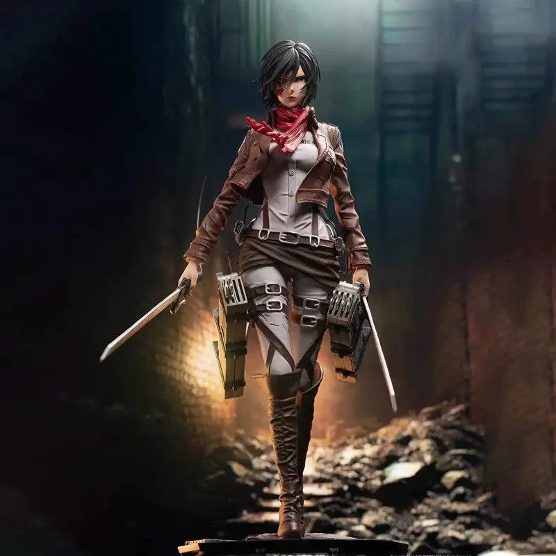New 30cm Attack On Titan Mikasa Action Figure Collectible Statue Desktop Decoration Anime Model Trendy Toy Gift For Collectors