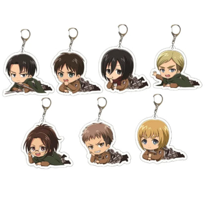 6Cm Acrylic Keychain Bag Pendant for Attack on Titan Eren Erwin Hange Cartoons Backpack Decoration Pendant Cute Anime Fan Gift