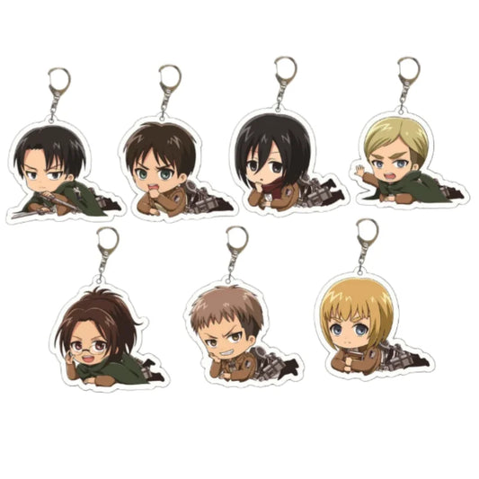 6Cm Acrylic Keychain Bag Pendant for Attack on Titan Eren Erwin Hange Cartoons Backpack Decoration Pendant Cute Anime Fan Gift