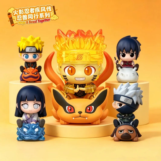 Naruto Shippuden Ninja&Beast Together Blind Box Cute Anime Uchiha Sasuke Kakashi Mini Figurine Collection Toys