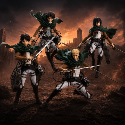 Attack On Titan Figma Eren#207 Levi#213 Erwin#446 Mikasa#203 Anime Action Figure Pvc Model Toy Collectible Desktop Ornament Gift