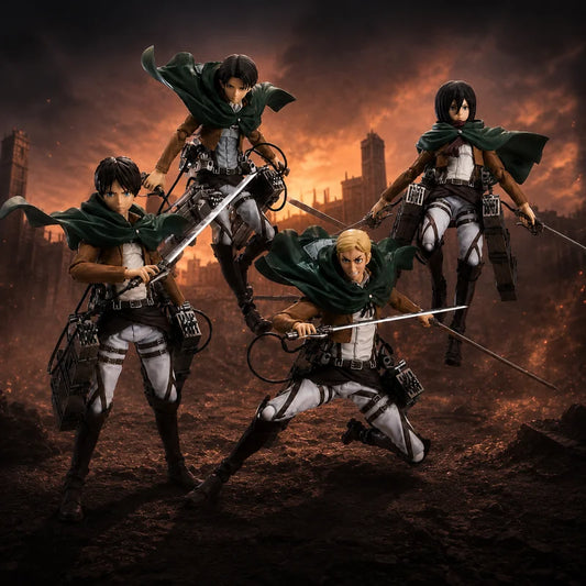 Attack On Titan Figma Eren#207 Levi#213 Erwin#446 Mikasa#203 Anime Action Figure Pvc Model Toy Collectible Desktop Ornament Gift