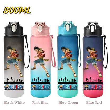 800ML ONE PIECE Monkey D. Luffy Nico Robin Anime Straw Sport Water Bottle for Easy Carry Ideal for Fitness Sports Outdoor