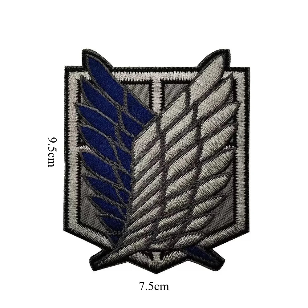 Attack on Titan Wings of Freedom Cosplay Patch Embroidery velcros Badge for Clothing, Armband, Hook & Loop Apparel Patches, 1PC