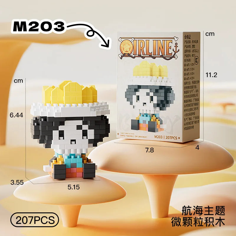 New ONE PIECE Sun God Nika Luffy Micro Action Block Chopper Ace Buggy 3D Anime Model Assembly Mini Bricks Figure Toys For Gift