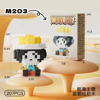 New ONE PIECE Sun God Nika Luffy Micro Action Block Chopper Ace Buggy 3D Anime Model Assembly Mini Bricks Figure Toys For Gift