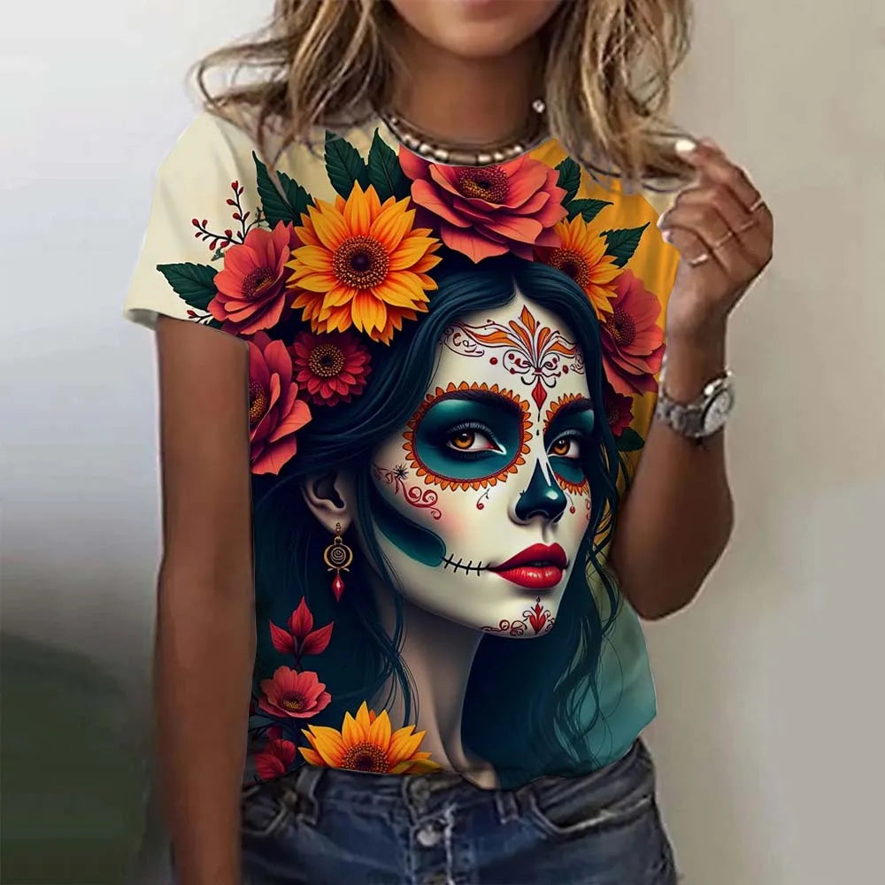 Day of the Dead Skull Oversized T-Shirt