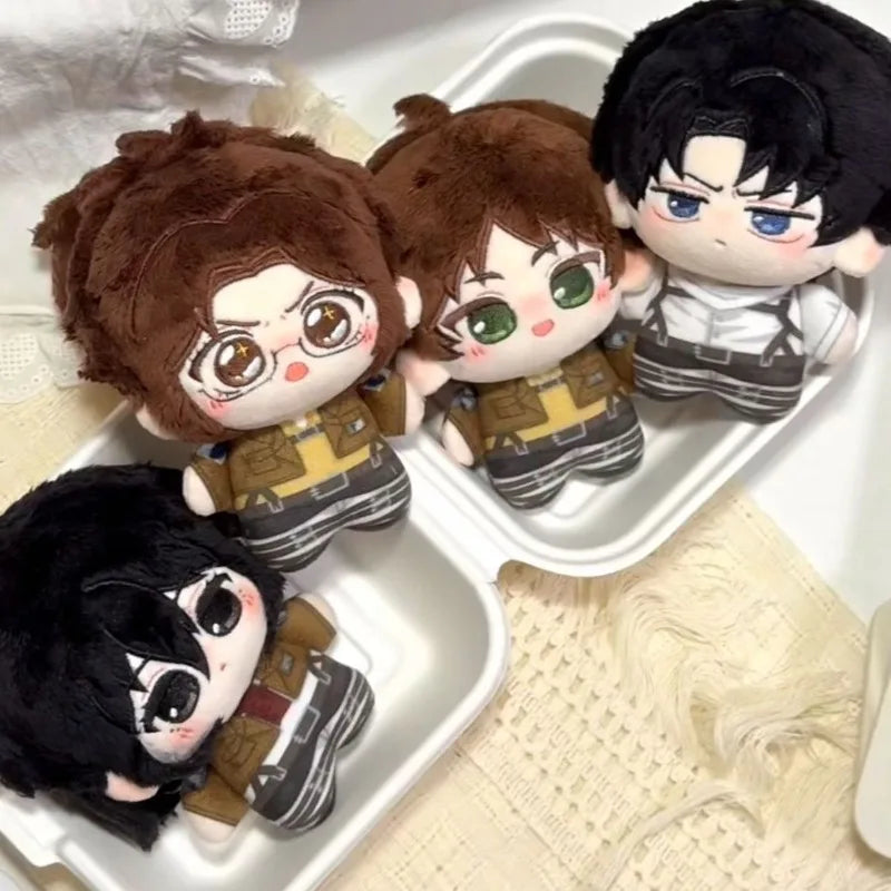 Attack on Titan Fan Made 10cm Doll Levi Eren Mikasa Hange Plush Pendant Mini Stuffed Toy Backpack Keychain Collectible Gift