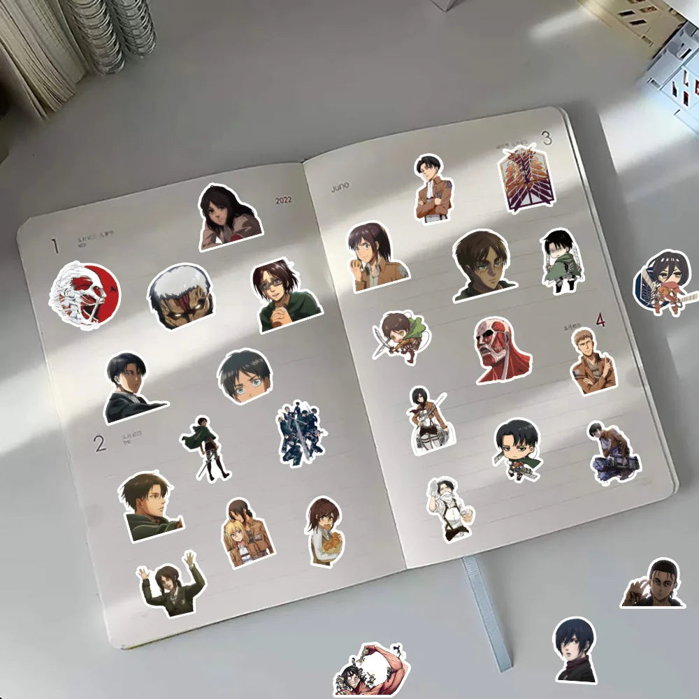 10/30/60pcs Attack on Titan Anime Stickers Cartoon Decal Kids Toy Skateboard Motorcycle Laptop Phone Bike Car Waterproof Sticker