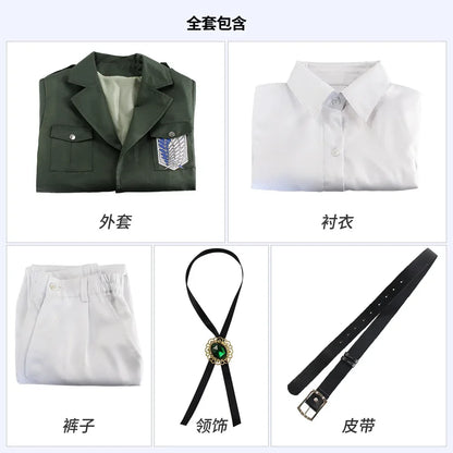 Attack on Titan Eren Levi Green Cosplay Costume Shingeki No Kyojin Scouting Legion Soldier Jacket Coat Uniform Halloween Costume