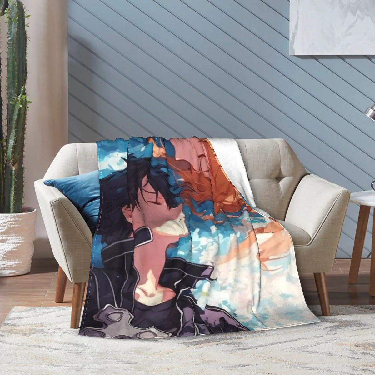 Sword Art Online Kirito Asuna Throw Blanket