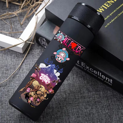 One Piece 304 Stainless Steel Thermos Cup Pattern Luffy Roronoa Zoro Action Figure High Capacity 500ML Drinking Water Bottle