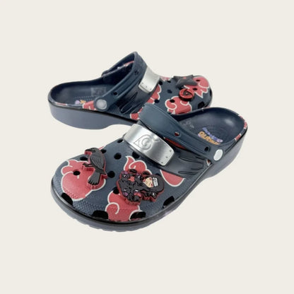 Anime Naruto Akatsuki Cartoon New Uchiha Itachi EVA Waterproof Slippers Beach Shoes Sandals Casual Breathable Ankle-Wrap Shoes
