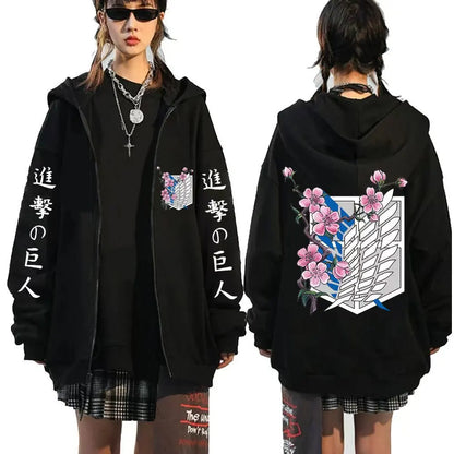 New Anime Attack on Titan Hoodie Zip Up Hoodies Sweatshirts Levi Ackerman Shingeki No Kyojin Hoodie Men Sportswear Cosplay Cloth