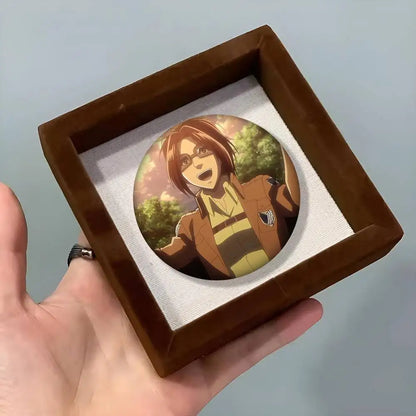 1pc Hange Zoe Attack On Titan Anime Cartoon Style Badge Brooches On Backpack Decoration Round Enamel Pins For Accessorys
