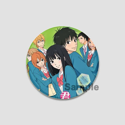 Kimi Ni Todoke Tinplate Pin Round Cartoon Snap-in Brooches