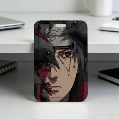 Anime N-NARUTO Akatsuki Itachi Sharingan Transparent Card Holder Employee Plastic Slide Cover Lanyard Work Business ID Bag Bus
