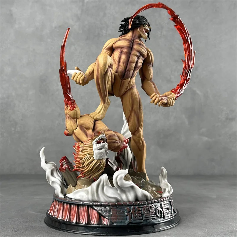 Anime Attack On Titan Action Figure Eren Jaeger Statue Pvc Collectible Model Shingeki No Kyojin Combat Form Eren Figurine Toys