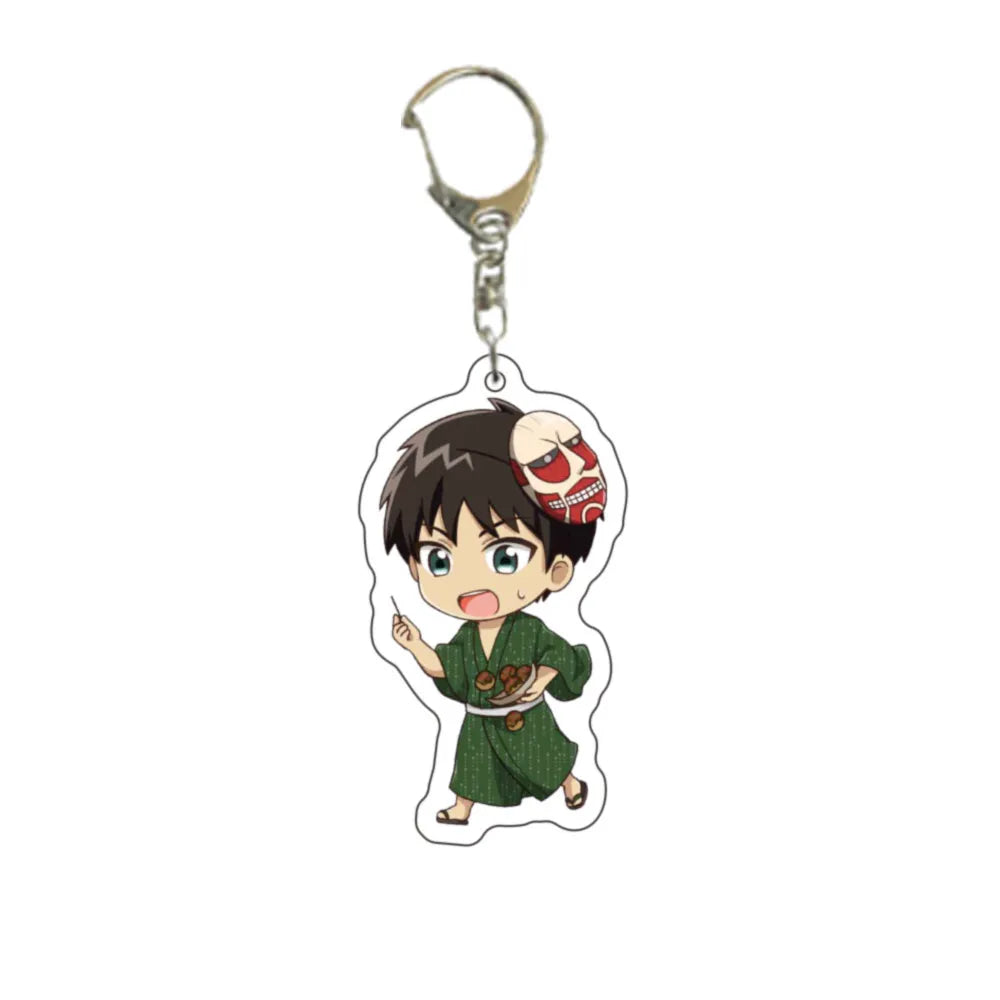 55MM Anime Attack on Titan Figure Eren Jaeger Mikasa Ackerman Armin Arlert Erwin Smith Levi Ackerman Acrylic Keychain Cute Gifts