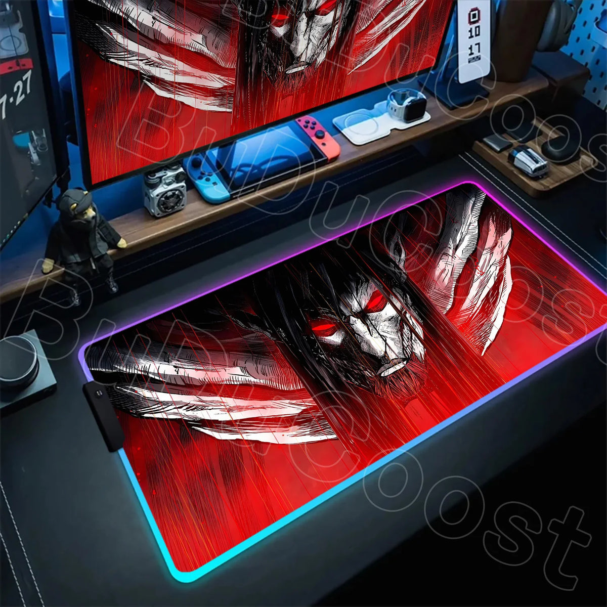 Large RGB LED Mousepad Attack on Titan Mouse Pads Anime Cool Gaming Tapis De Souris Carpet Laptop XXL Gabinete Gamer Accessories