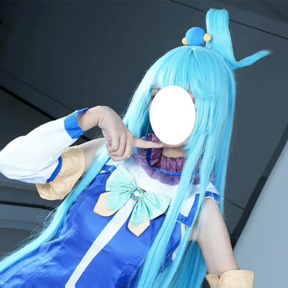 Anime Aqua Cosplay Costume Uniform KonoSuba God's Blessing on This Wonderful World Cosplay Dress Wig Set Party Outfit for Women