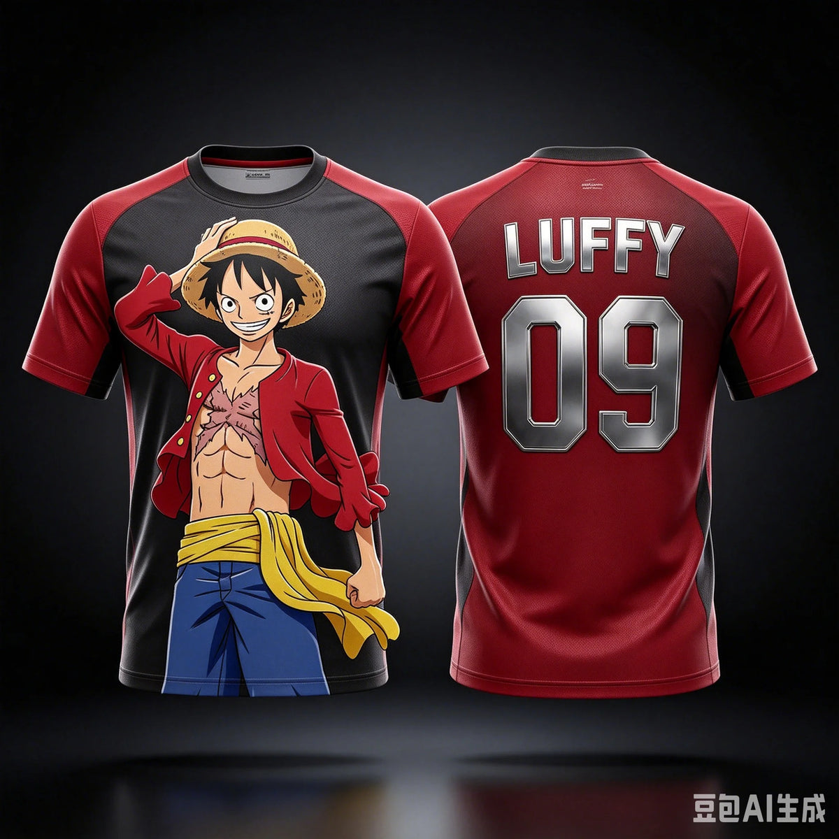 One Piece Monkey D. Luffy Spain National Team 3D Quick Dry T-Shirt for Men Women Kids Anime Football Fan Tee Outdoor Sportswear