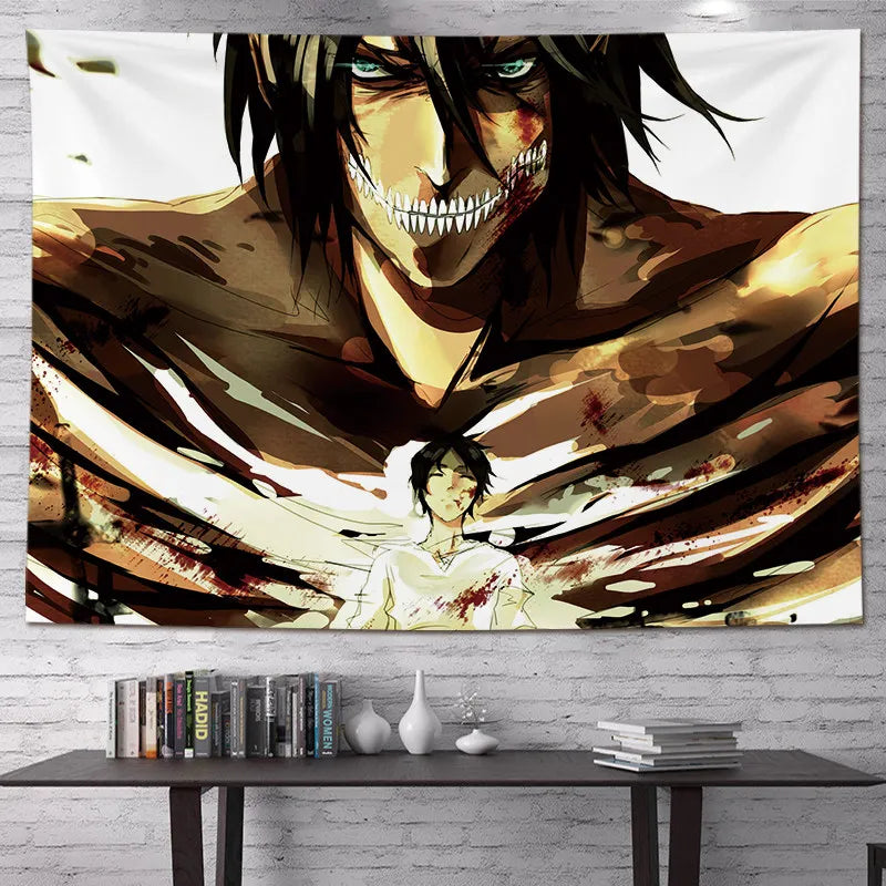 Attack on Titan Anime Tapestry Vertical Cartoon Wall Hanging Art Tapestry for Dorm Bedroom Living Room Home Decoration
