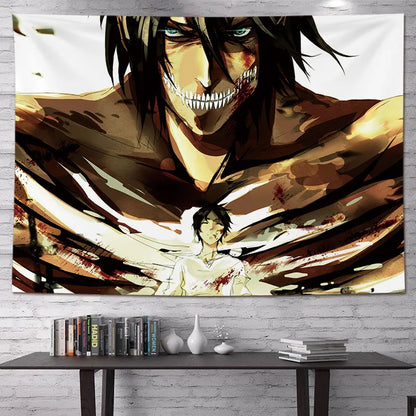 Attack on Titan Anime Tapestry Vertical Cartoon Wall Hanging Art Tapestry for Dorm Bedroom Living Room Home Decoration