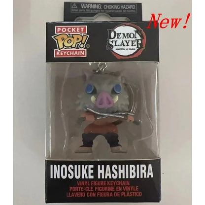 NEWest Arrival FUNKO keychain Demon Slayer Zenitsu Inosuke Hashibira Nezuko Kamado Tanjiro Kamado Keychain Figure for kids gifts