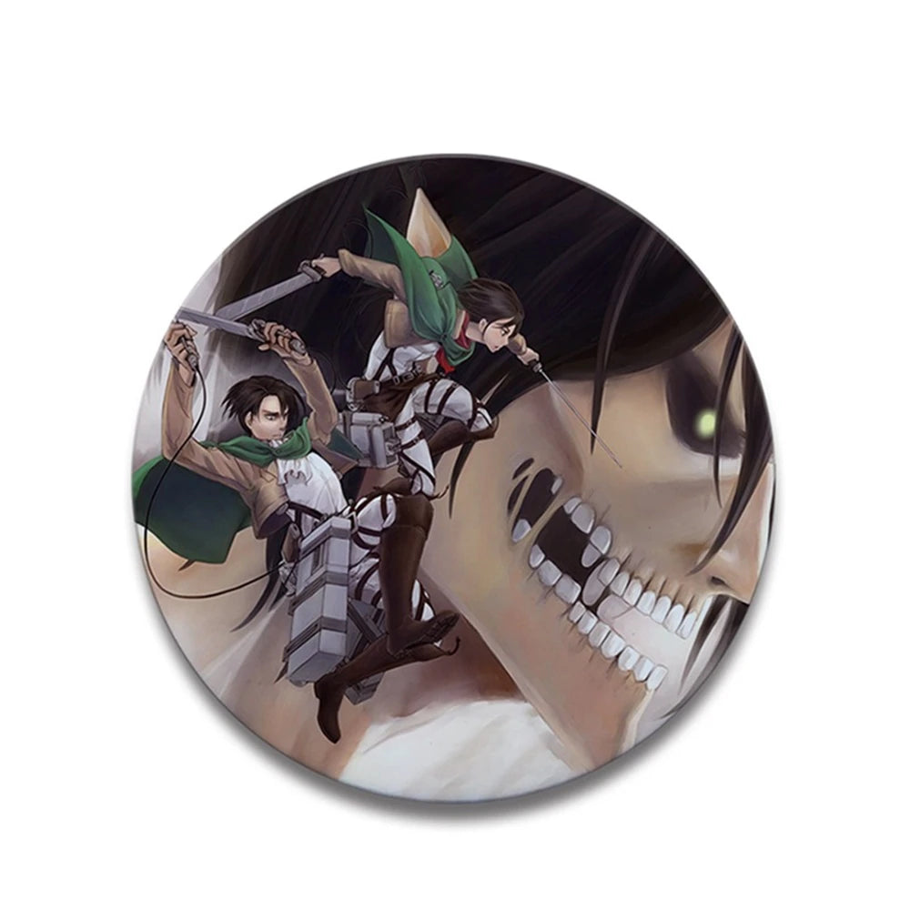 58mm Anime Attack on Titan Eren Jaeger Mikasa Ackerman Erwin Smith Cosplay COSTUME Badge Pin SPTE Tinplate Brooch Prop Xmas Gilf
