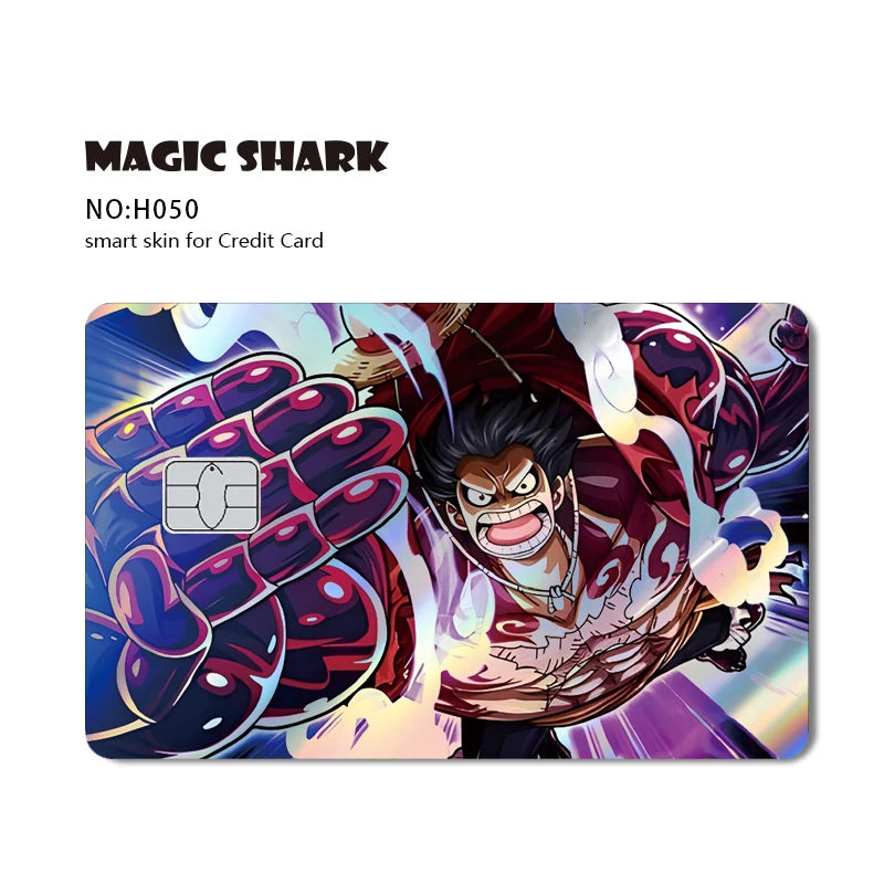 Magic Shark Luffy Zorro Ace Skull Anume Holographic Shinny Laser Sticker Film Skin for Credit Debit Card