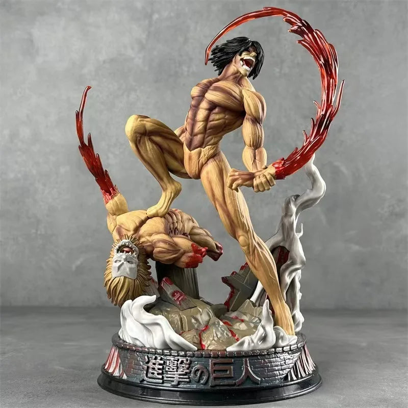 Attack On Titan Eren Yeager Battle Form Titan Figure Collectible Anime Statue Model Desktop Ornament Gift For Anime Fans