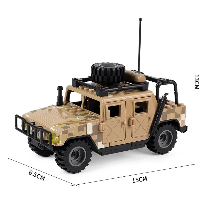 Military Special Forces SWAT Gangster Jeeps Off-Road Vehicle Assault Boat Model Soldier Weapons Building Block Toy For Children