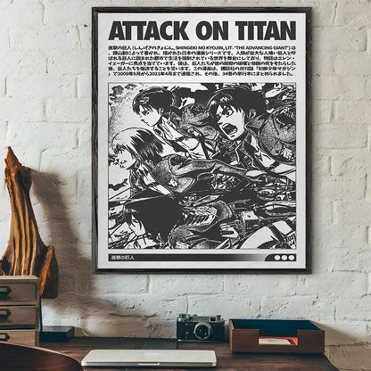 Attack on Titan Japanese Manga Poster Waterproof Sticky Wall Art for Living Room Bedroom Bar Hallway Decor